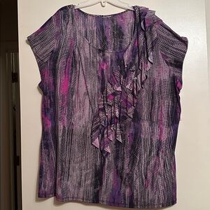 Purple, Black and Pink Patterned Blouse